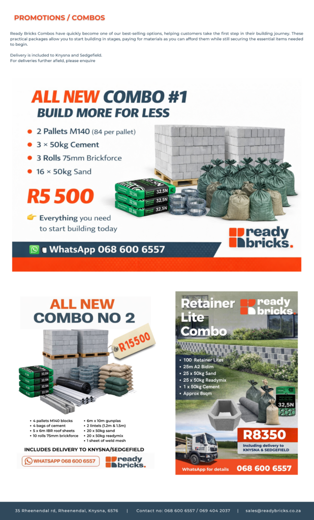 Ready Bricks Combos. Promotions & Package deals