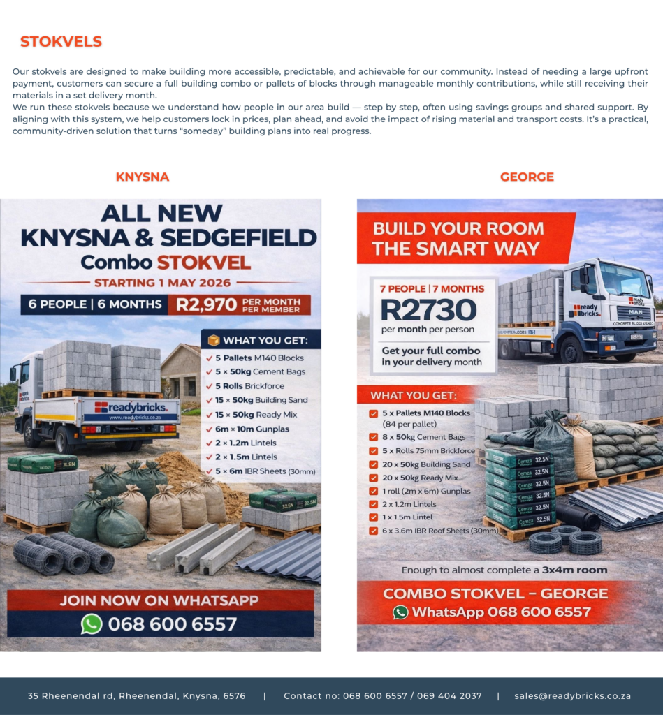 Stokvel Options by Ready Bricks Knysna